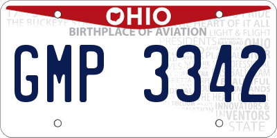 OH license plate GMP3342