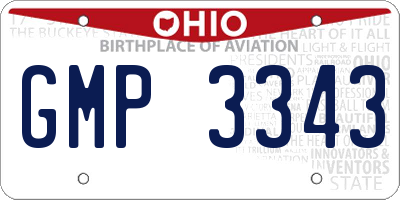 OH license plate GMP3343