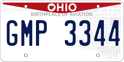OH license plate GMP3344