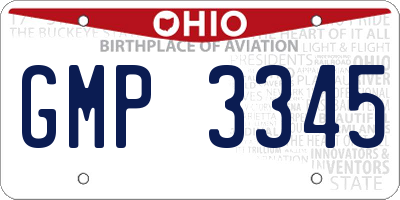 OH license plate GMP3345