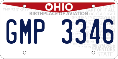 OH license plate GMP3346