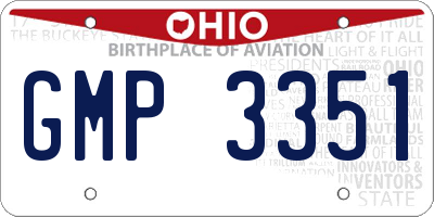 OH license plate GMP3351
