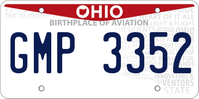 OH license plate GMP3352