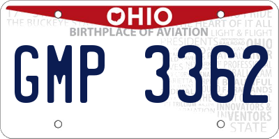 OH license plate GMP3362
