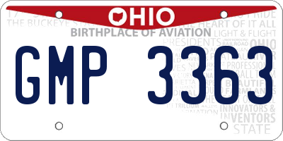 OH license plate GMP3363