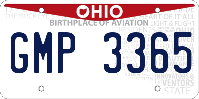 OH license plate GMP3365