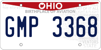 OH license plate GMP3368