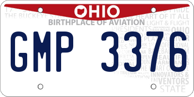 OH license plate GMP3376