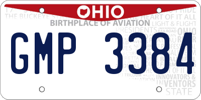 OH license plate GMP3384