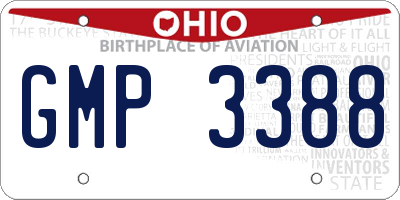 OH license plate GMP3388