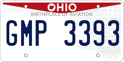 OH license plate GMP3393