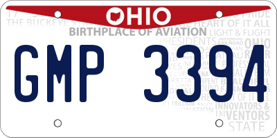 OH license plate GMP3394