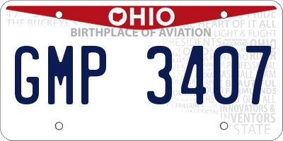 OH license plate GMP3407