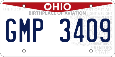 OH license plate GMP3409