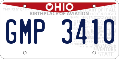 OH license plate GMP3410