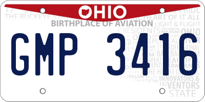 OH license plate GMP3416
