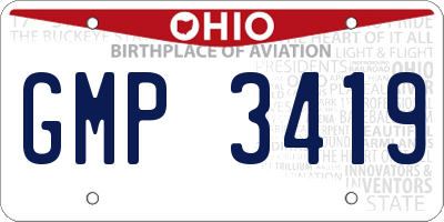 OH license plate GMP3419