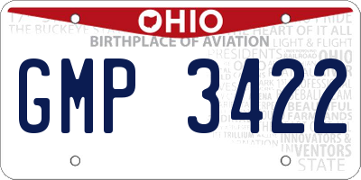 OH license plate GMP3422