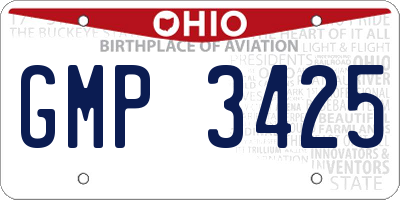 OH license plate GMP3425