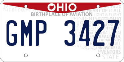 OH license plate GMP3427