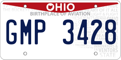OH license plate GMP3428