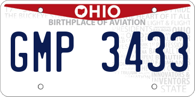 OH license plate GMP3433