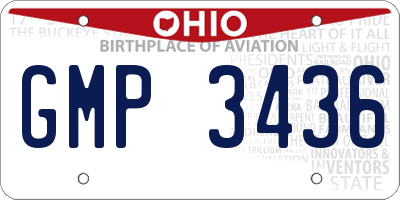 OH license plate GMP3436