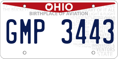 OH license plate GMP3443