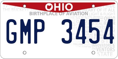 OH license plate GMP3454
