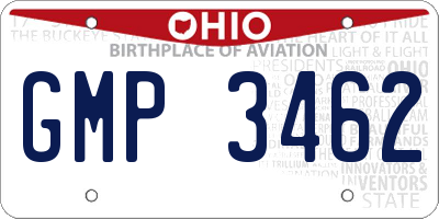 OH license plate GMP3462