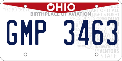 OH license plate GMP3463