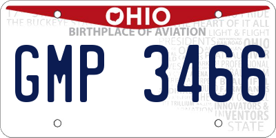 OH license plate GMP3466