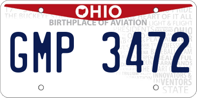 OH license plate GMP3472