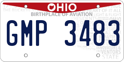 OH license plate GMP3483