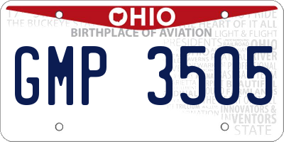 OH license plate GMP3505