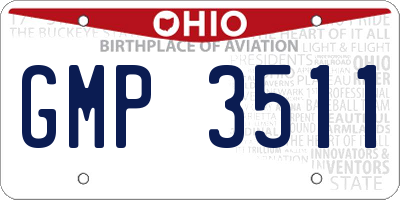 OH license plate GMP3511