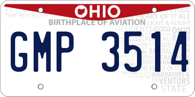 OH license plate GMP3514
