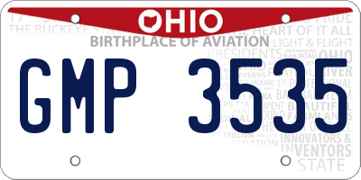 OH license plate GMP3535