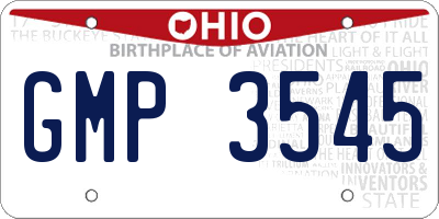 OH license plate GMP3545