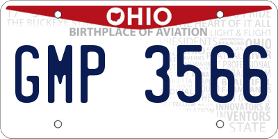 OH license plate GMP3566