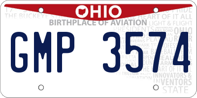 OH license plate GMP3574