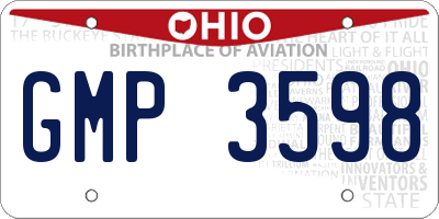 OH license plate GMP3598