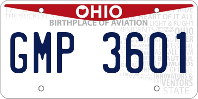 OH license plate GMP3601