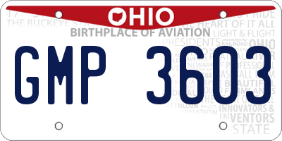 OH license plate GMP3603