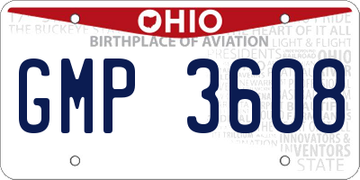 OH license plate GMP3608