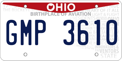 OH license plate GMP3610
