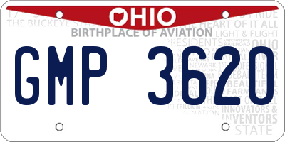 OH license plate GMP3620