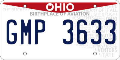 OH license plate GMP3633