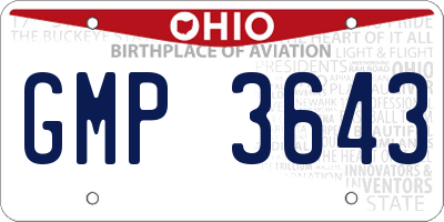 OH license plate GMP3643