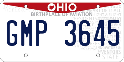 OH license plate GMP3645